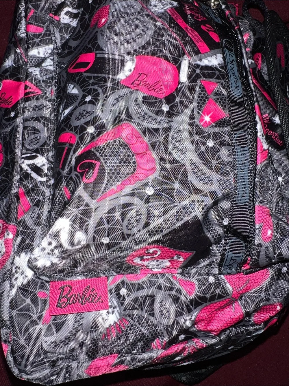 LeSportsac Pink & Black Patterned Women's Backpack artist edition (BARBIE)